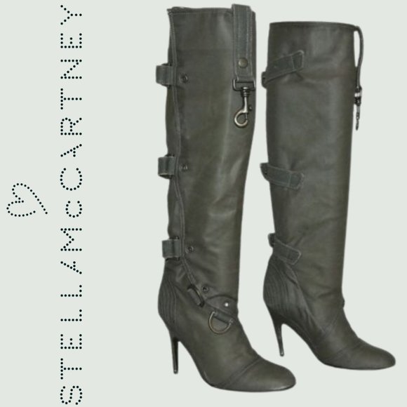 Stella McCartney Waxed Canvas Italian Boots - Picture 1 of 16